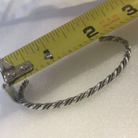 Vintage Sterling Silver Twisted Cuff Bangle Bracelet - Picture 2 of 4